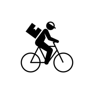 Bicycle Courier Solid e Icon Design. Suitable for Infographics, Web Pages, Mobile Apps, UI, UX, and GUI design.